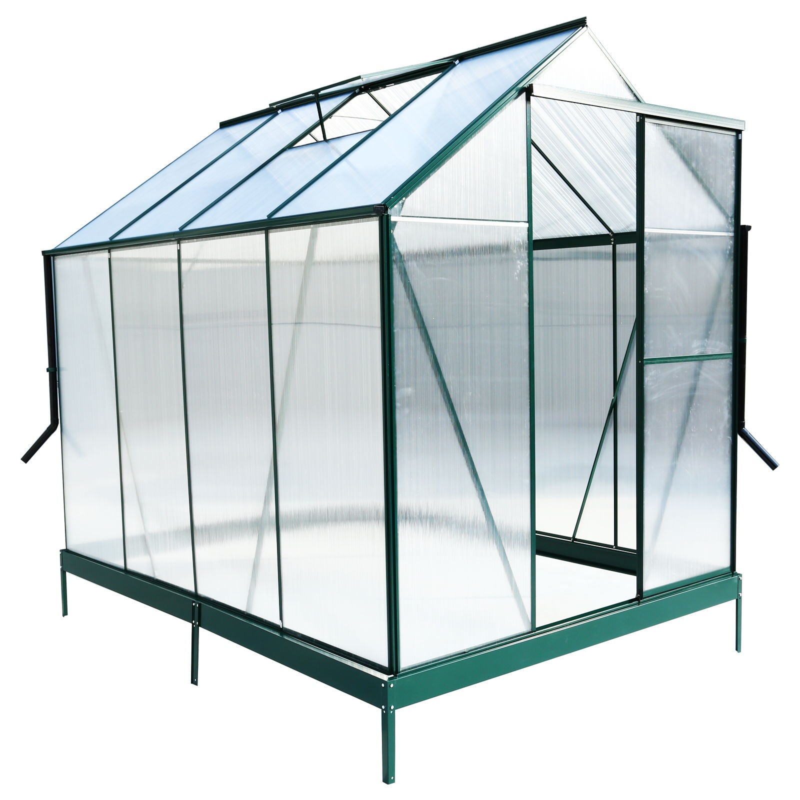 Polycarbonate Greenhouse, Heavy Duty Outdoor Aluminum Walk-In Green House Kit With Rain Gutter, Vent And Door For Backyard Garden