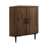 Contemporary 2 Door Mixed-Material Corner Accent Cabinet Dark Brown by Walker Edison | Bel Furniture