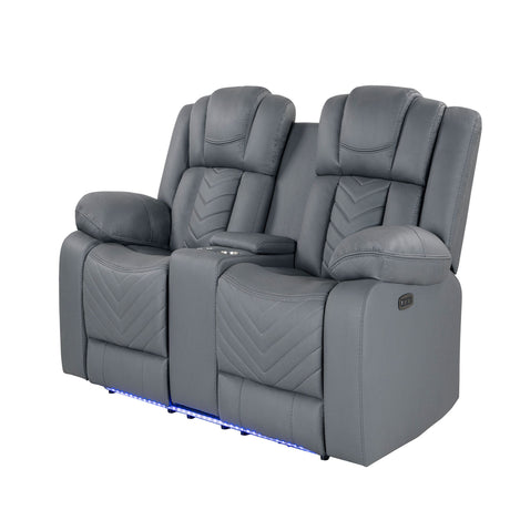 Raize - 10 Power Console Reclining Loveseat With LED - Gray - view 4