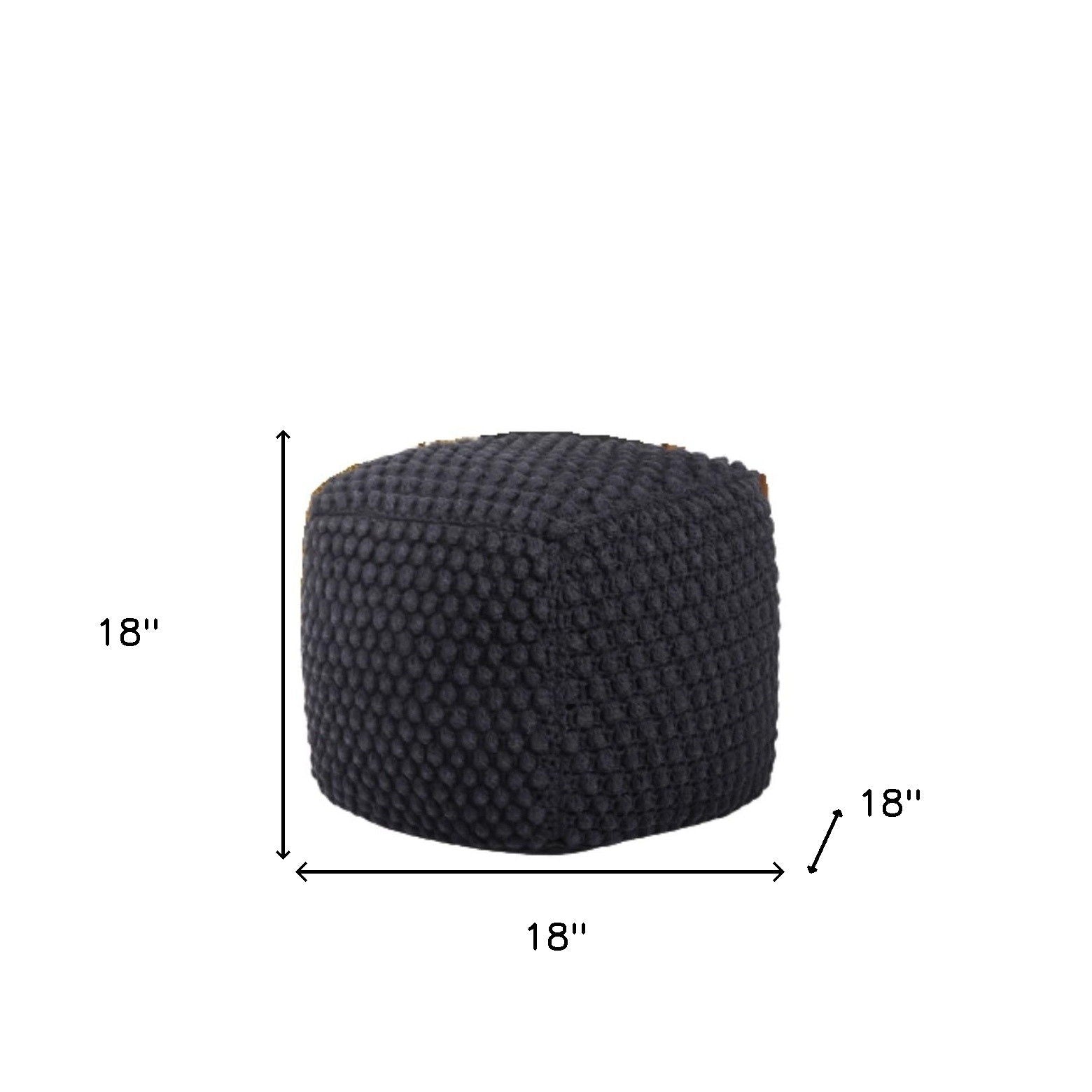 Cotton, Blend Pouf Ottoman - Black