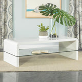 Airell - Rectangular Coffee Table With Shelf - White High Gloss by CoasterEssence | Bel Furniture