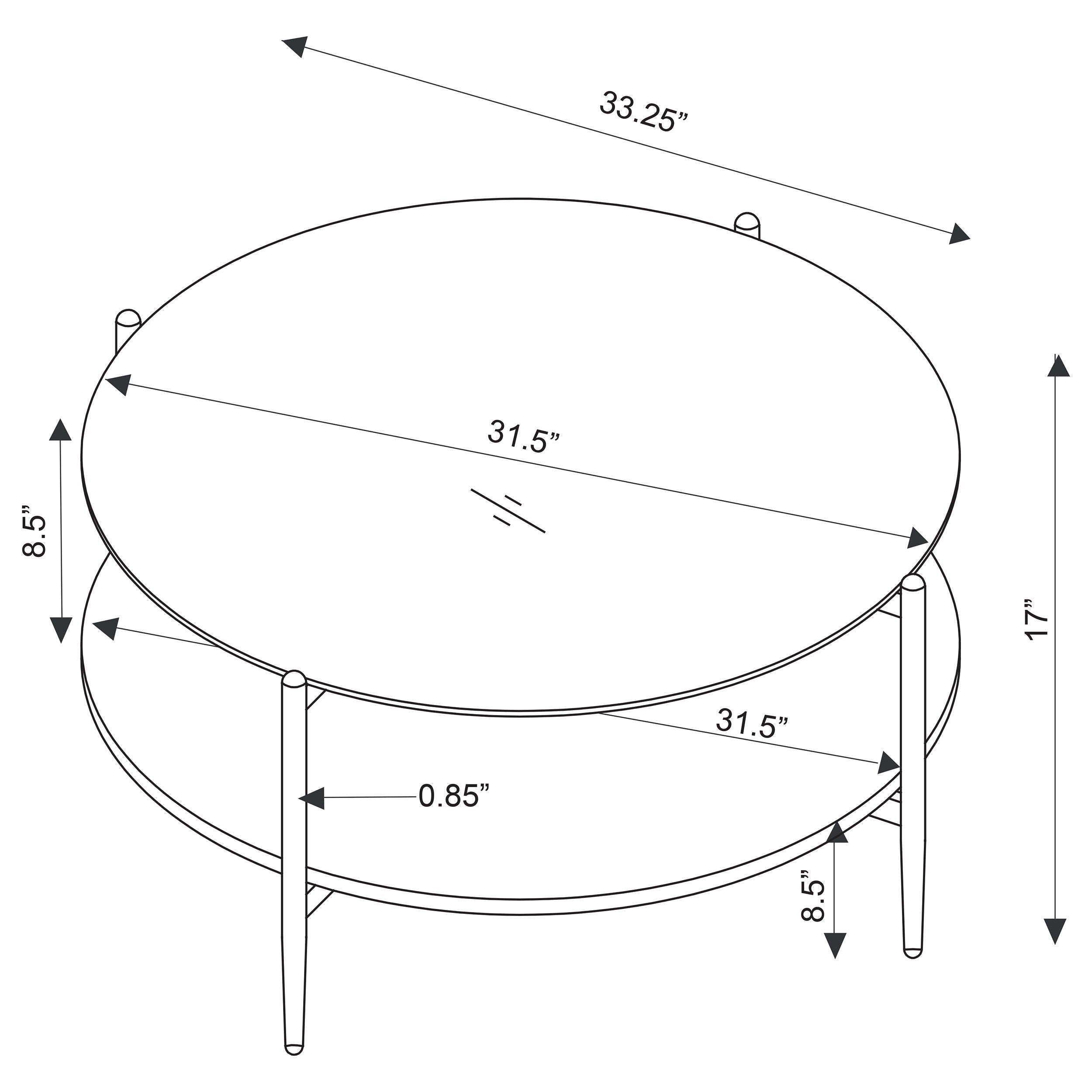 Jonelle - Round Glass Top Coffee Table White Marble Shelf Gold - Smoke