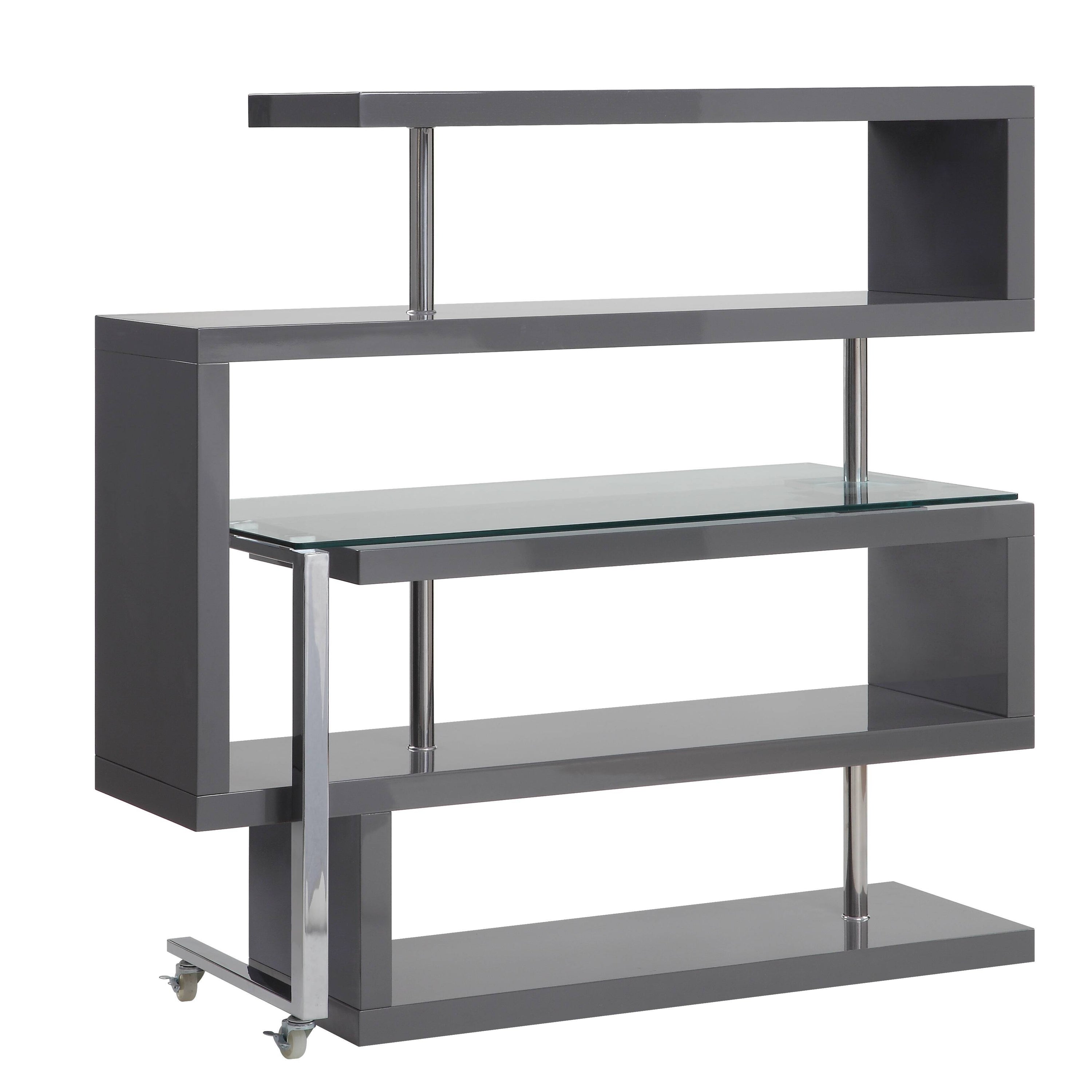 Buck II - Clear Glass, Chrome High Gloss Writing Desk With Shelf