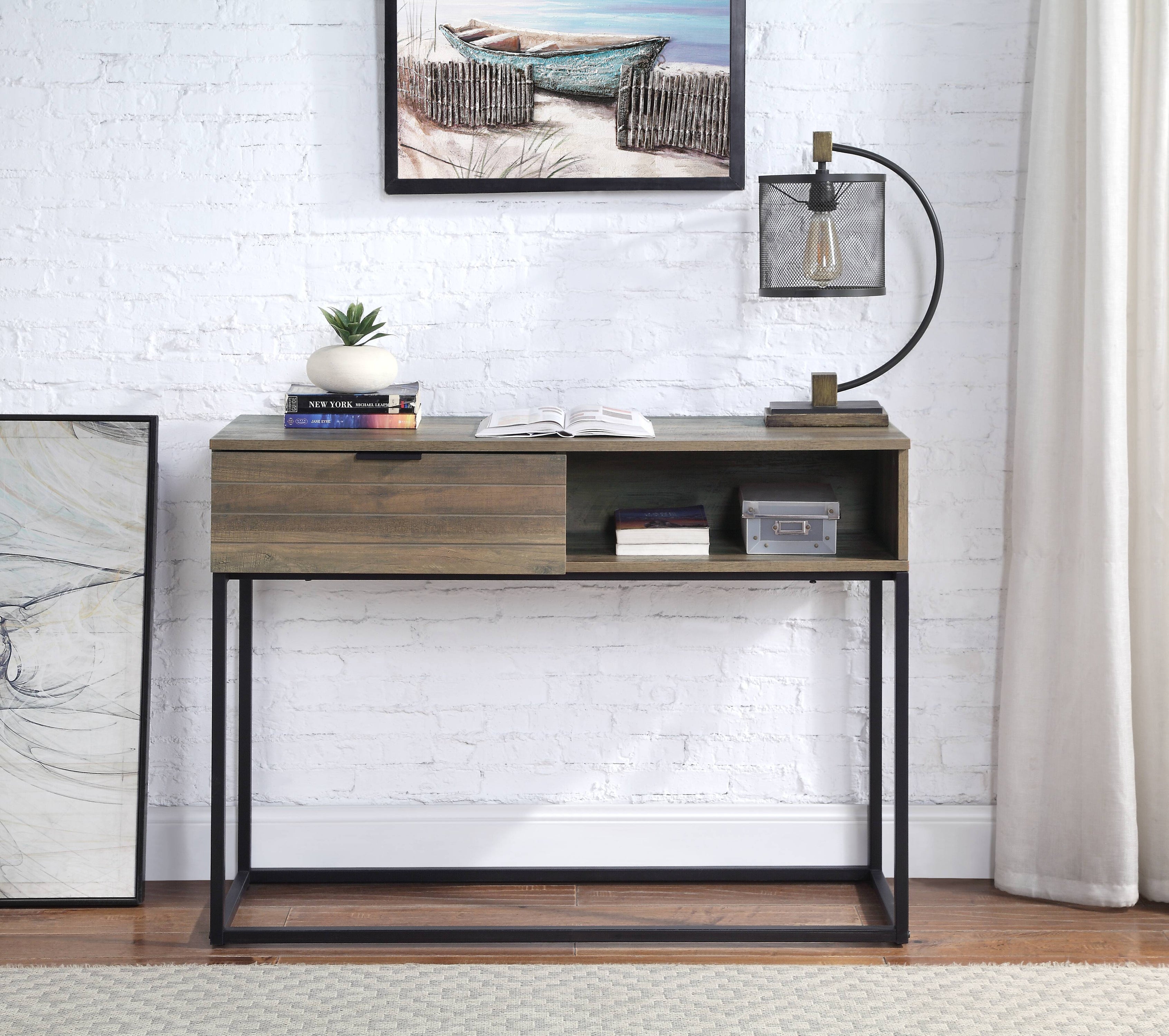 Galeno - Legs Writing Desk - Rustic Oak / Black