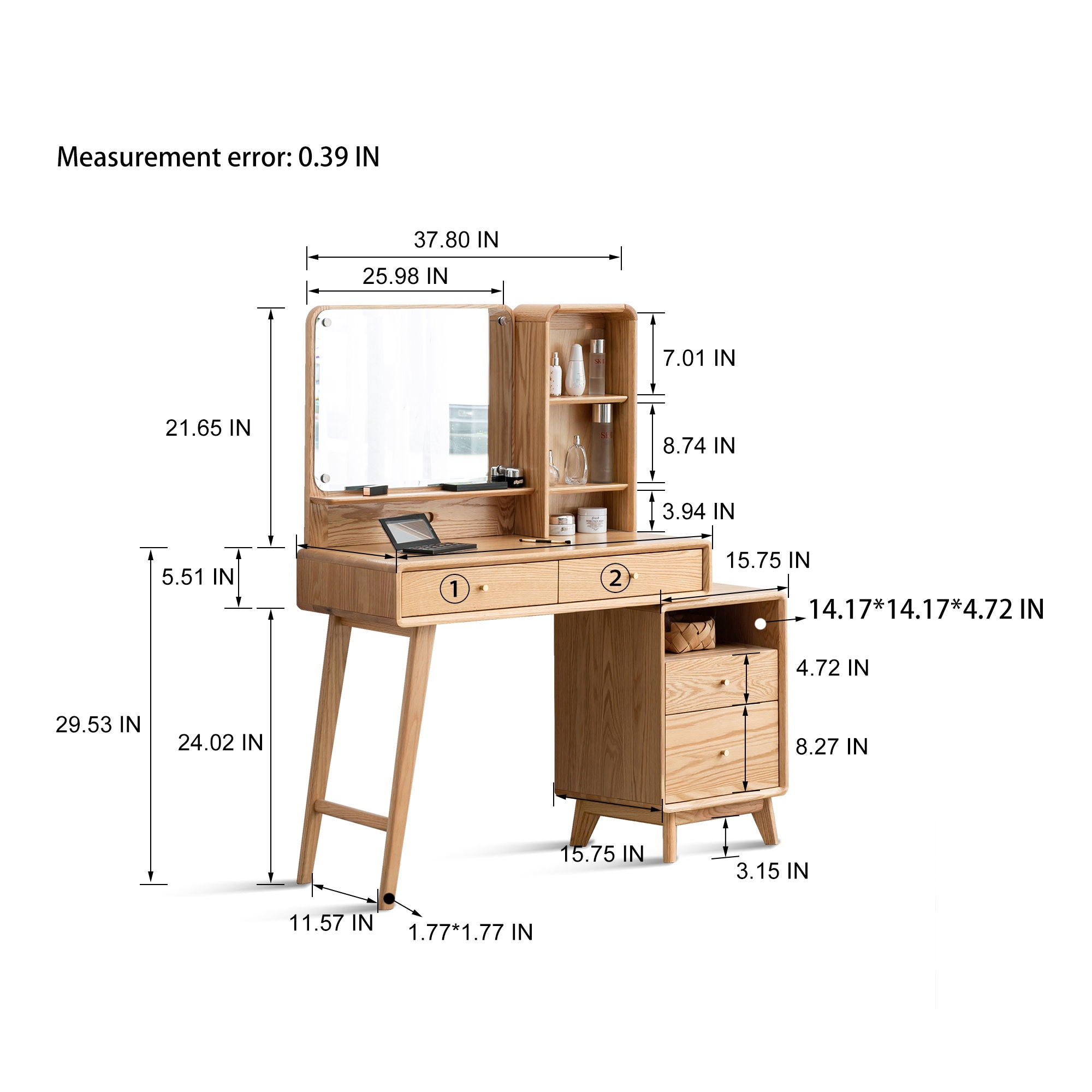 Compact Table Dresser, Accessories Storage Width Drawer - Natural