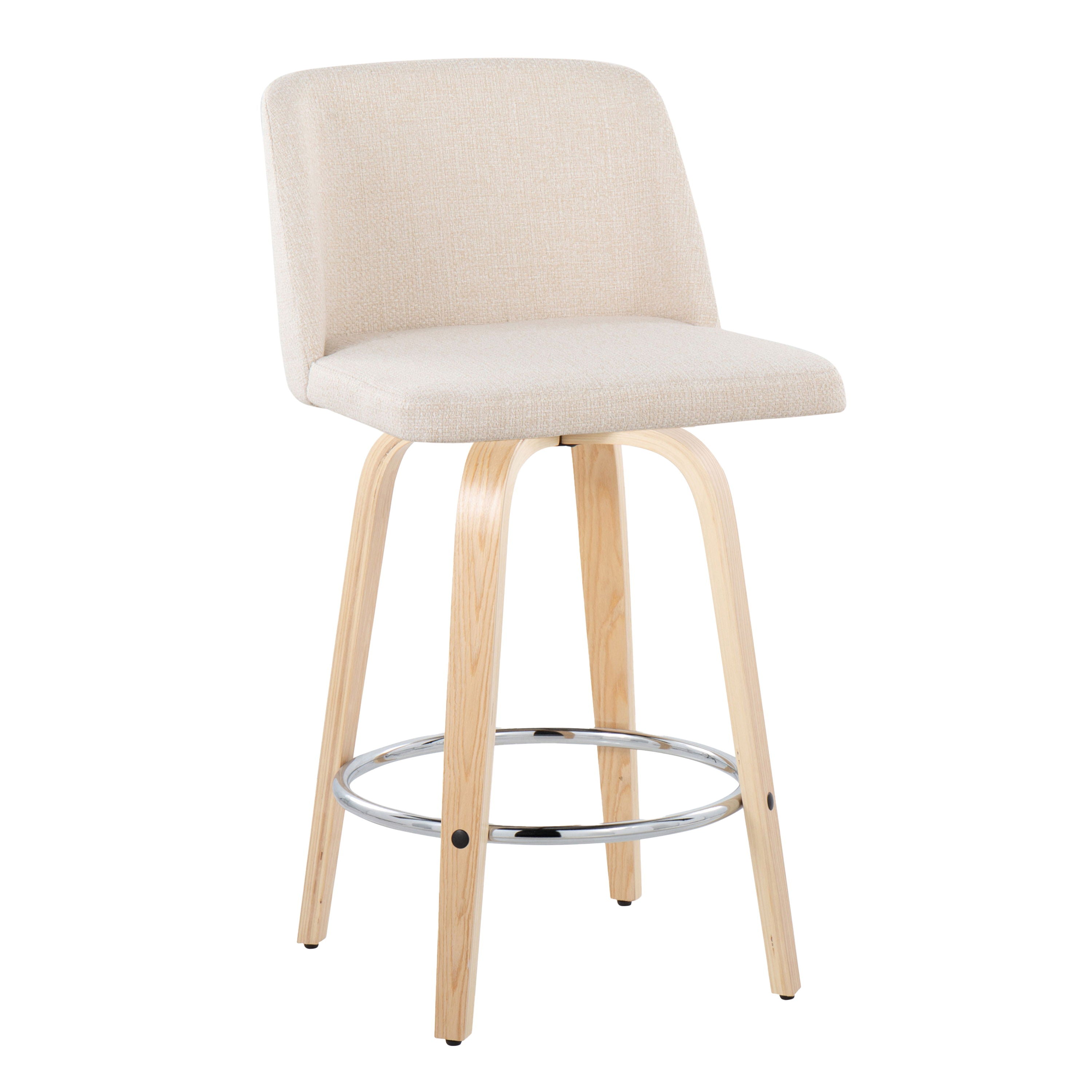 Toriano - Contemporary Fixed-Height Counter Stool With Swivel And Round Footrest (Set of 2)