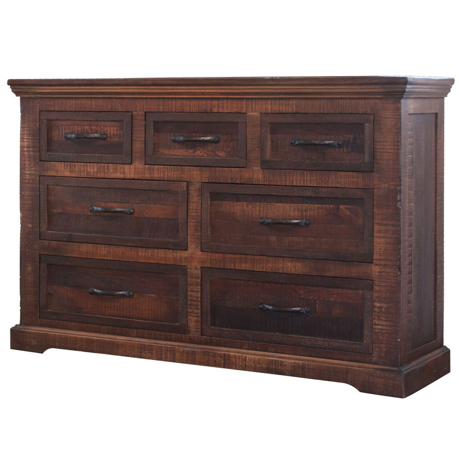 Solid Seven Drawer Double Dresser - Brown