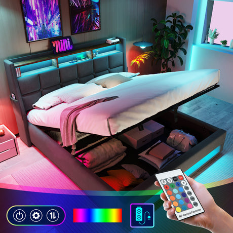 Upholstered Platform Bed With A Hydraulic Storage System, LED And USB Charging (Without Mattress) - view 33