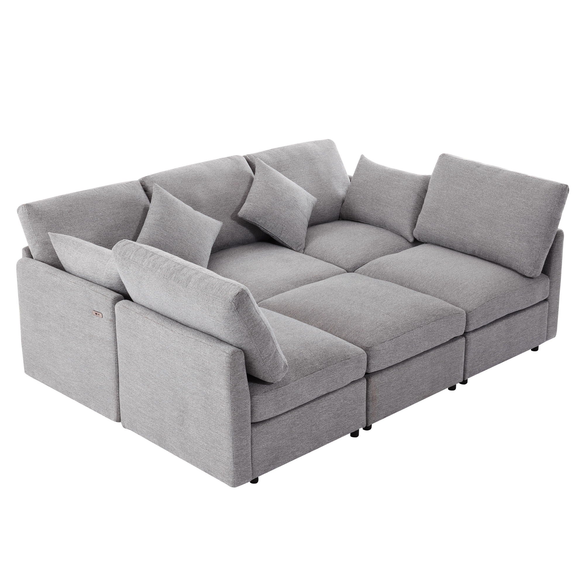 Sectional Sofa Modular Sofa U - Shaped Sofa Couch Sofa Bed L - Shaped Sofa With A Movable Ottoman And Two USB Ports For Living Room