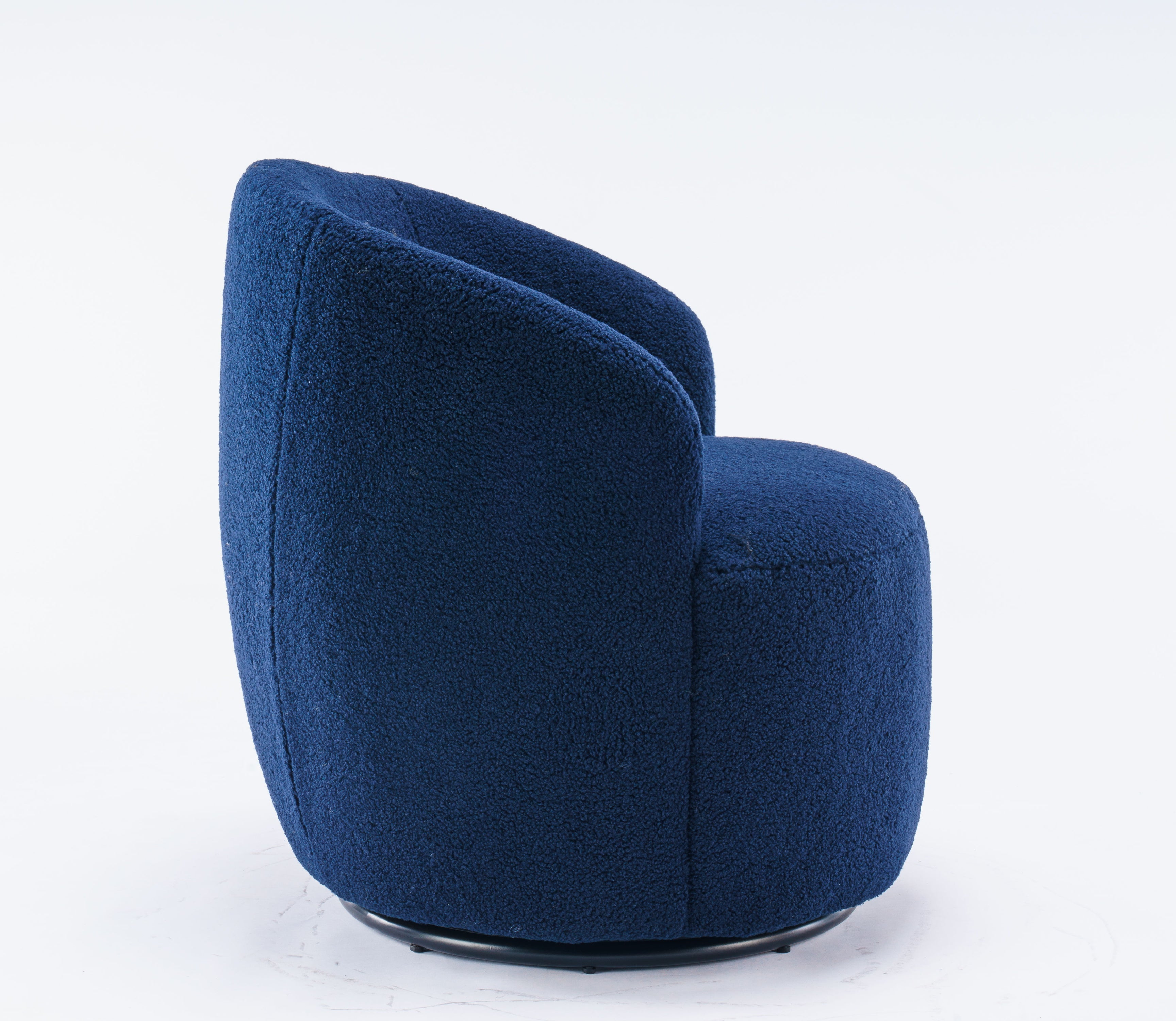 Teddy Fabric Swivel Accent Armchair Barrel Chair With Powder Coating Metal Ring