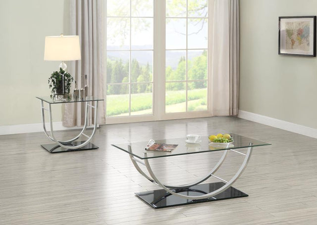 Danville - Glass Top Coffee Table Set Pearl Silver 2 Pc. Coffee Table, End Table by Coaster Fine Furniture | Bel Furniture