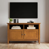 Warm Shaker - TV Media Stand Handcrafted - Brown by Simpli-Home | Bel Furniture