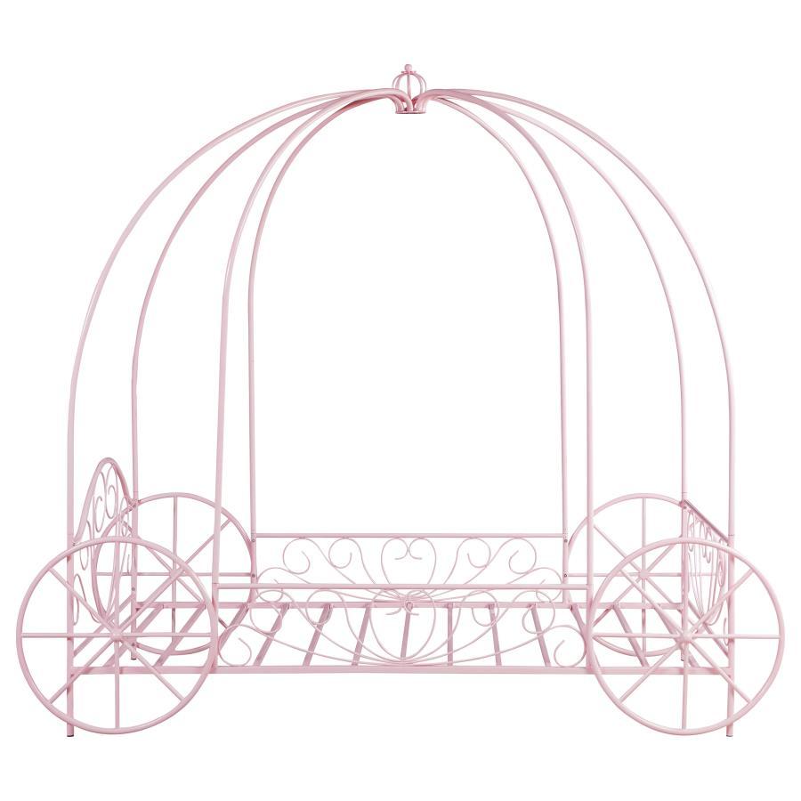 Massi - Metal Twin Canopy Bed - Powder Pink