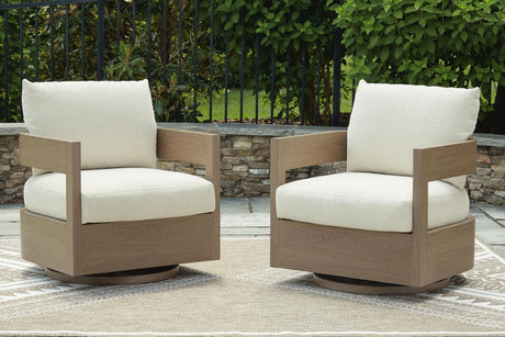 Serene Bay - Swivel Glider Chair With Cushion - Dark Brown / White - view 9