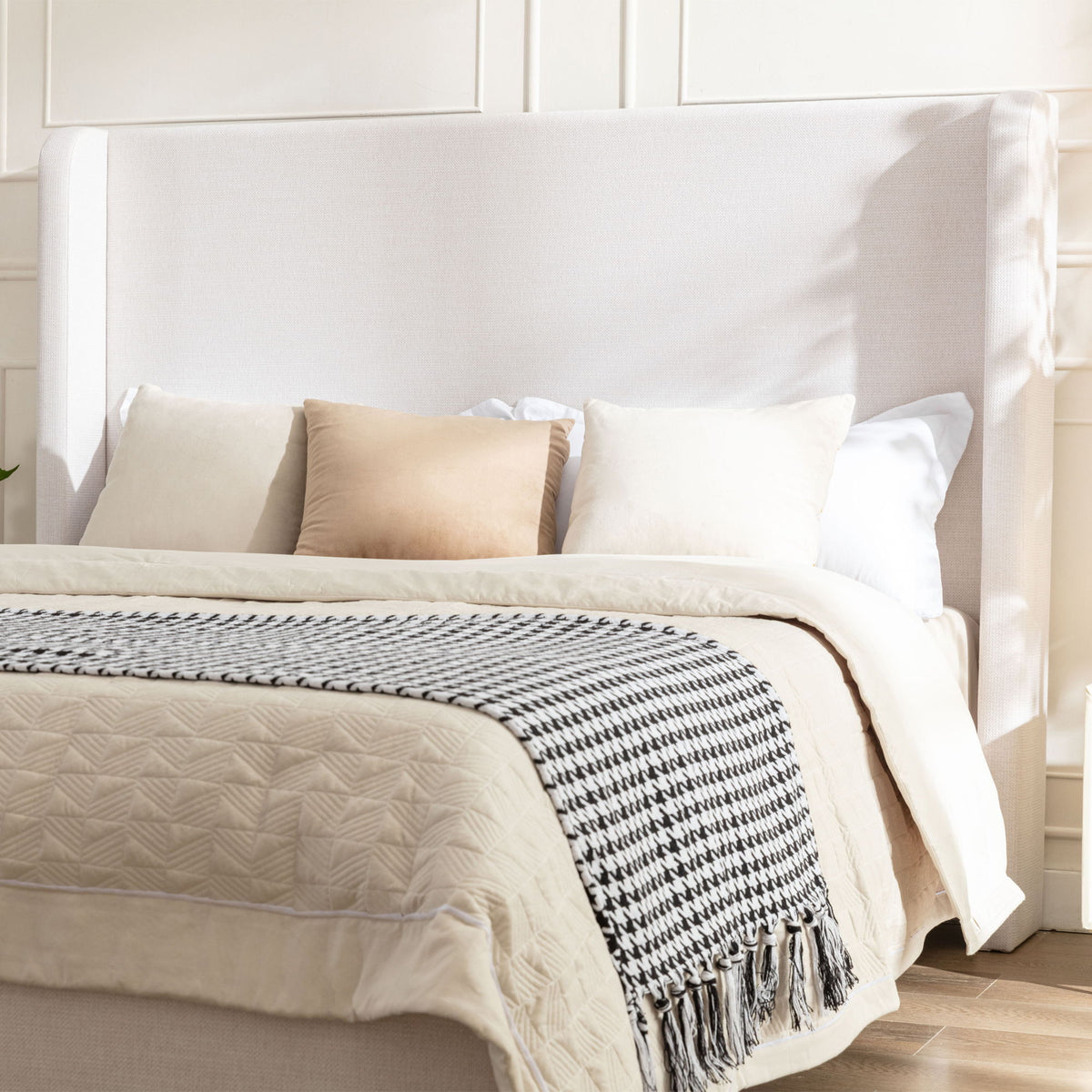 Harper - Tall Headboard Upholstered Bed / High Headboard / Elegant Simplicity / No Box Spring Needed