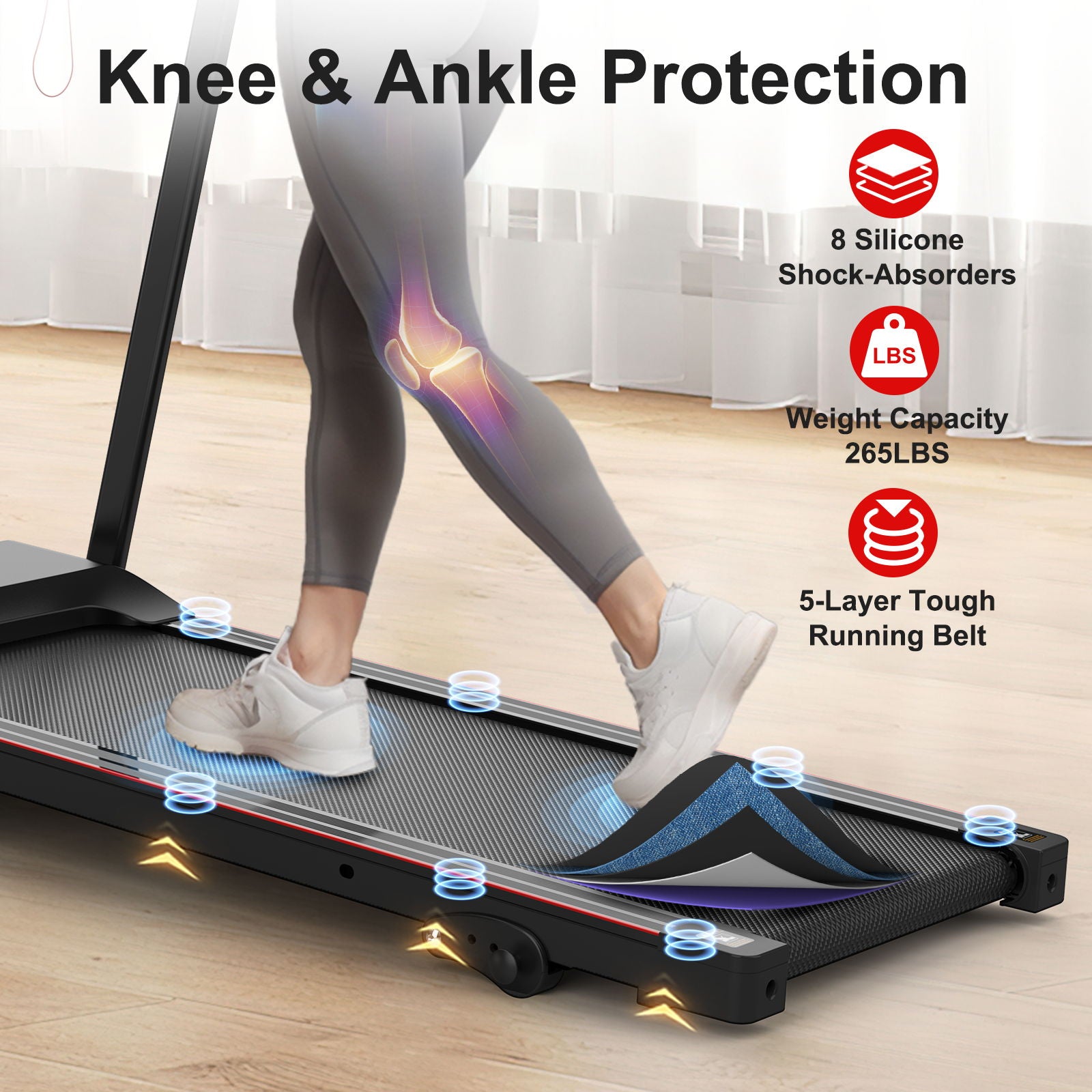 Folding Treadmill With Incline 2.5Hp 12Km / H Electric Treadmill For Home Foldable, Bluetooth Music Cup Holder Heart Rate Sensor Walking Running Machine For Indoor Home Gym Exercise Fitness