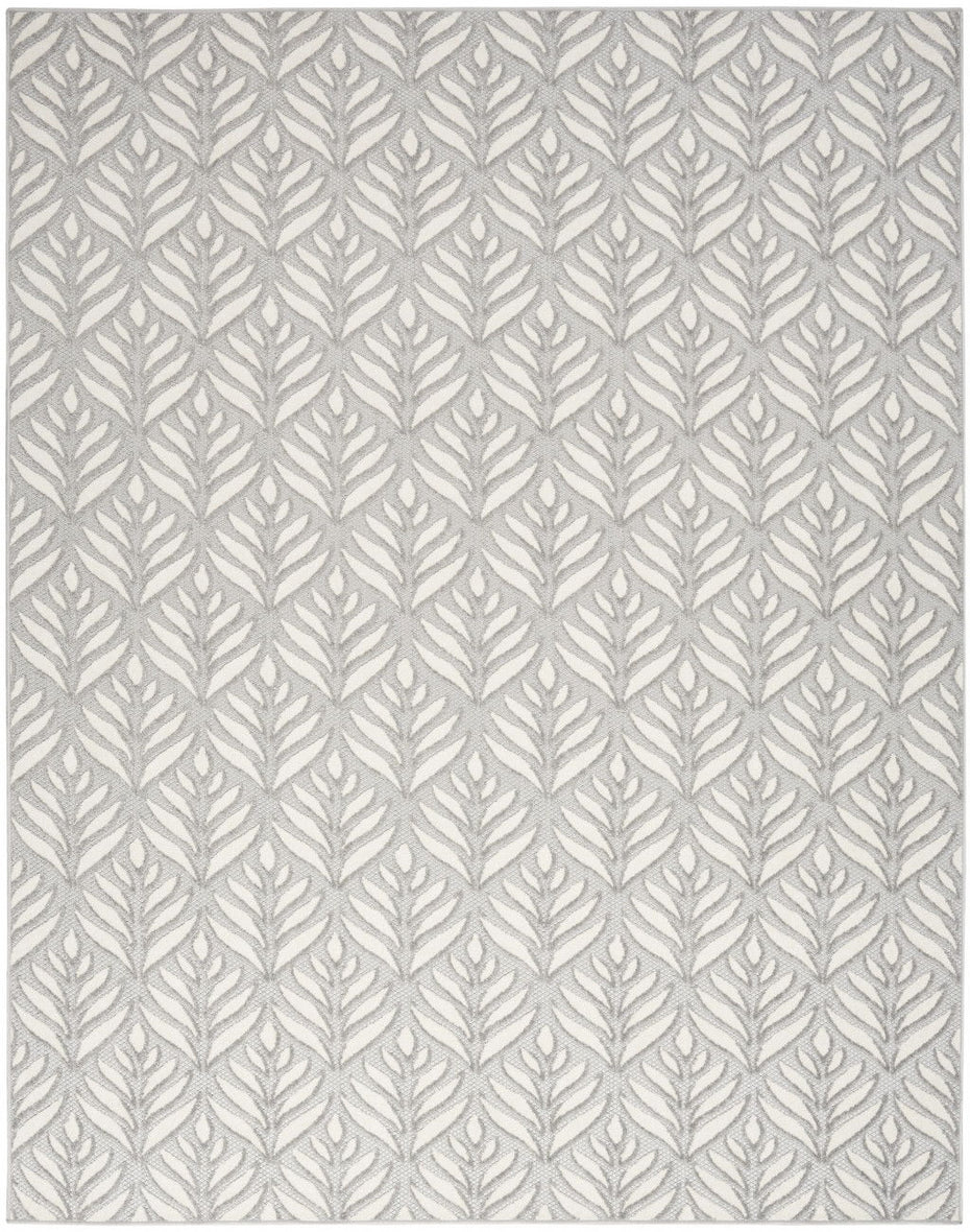 9' X 12' Floral Stain Resistant Non Skid Area Rug - Gray