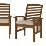 Modern 2 Piece Slat Back Patio Chairs With Cushions by Walker Edison | Bel Furniture