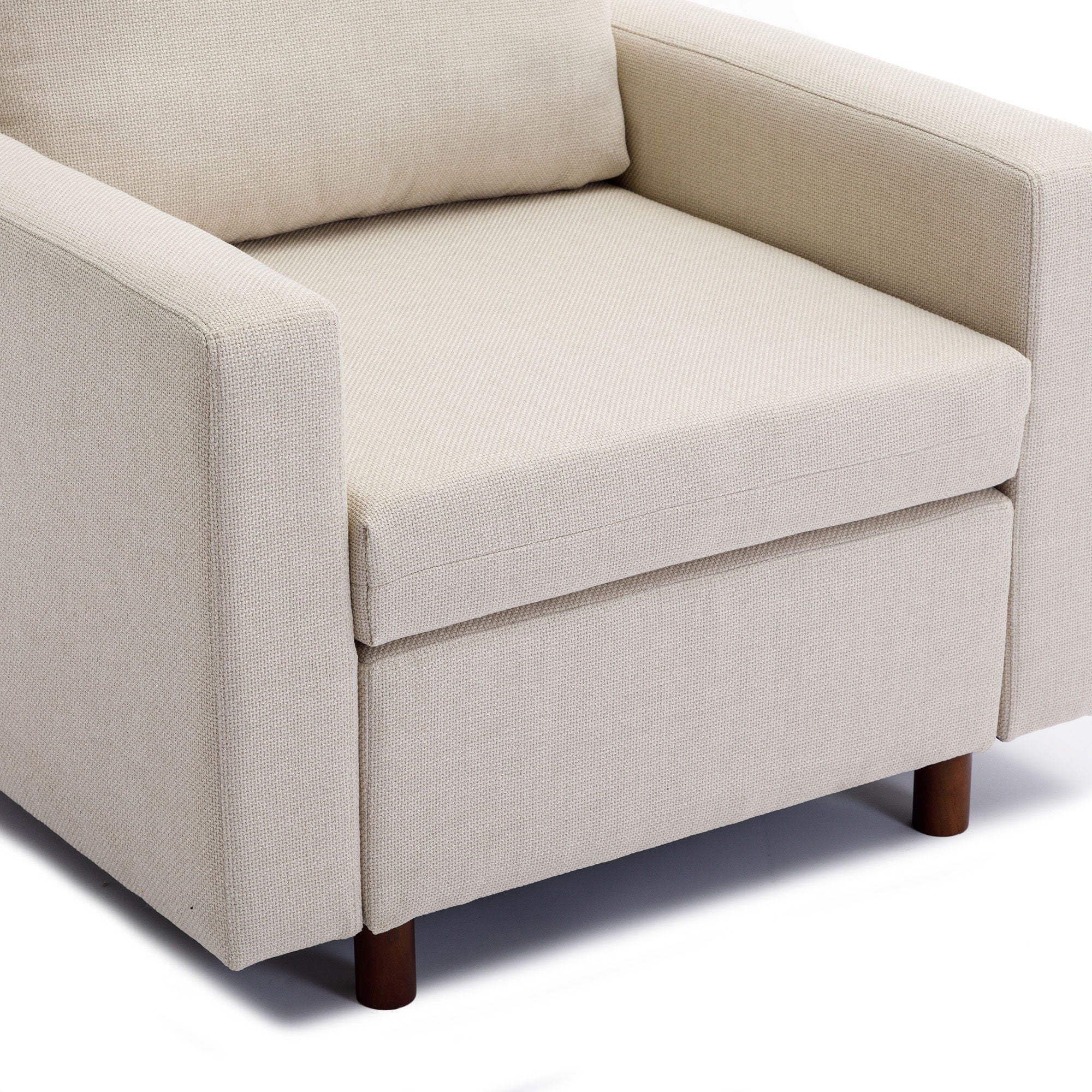 Single Seat Module Sofa Sectional Couch With Armrest With 1 Ottoman, Cushion Covers Non-Removable And Non-Washable