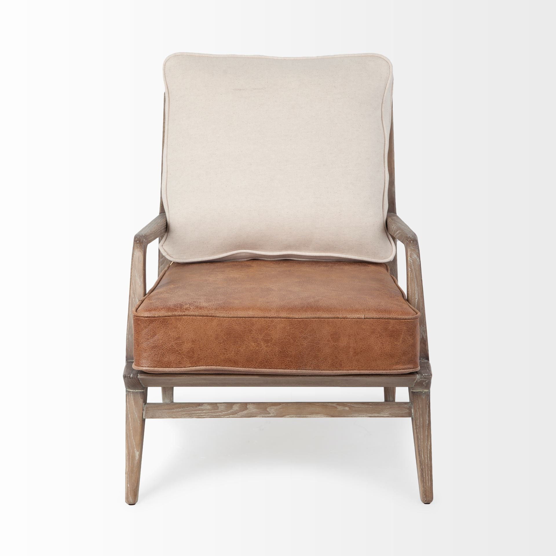 And Brown Leather Arm Chair - Beige / Brown