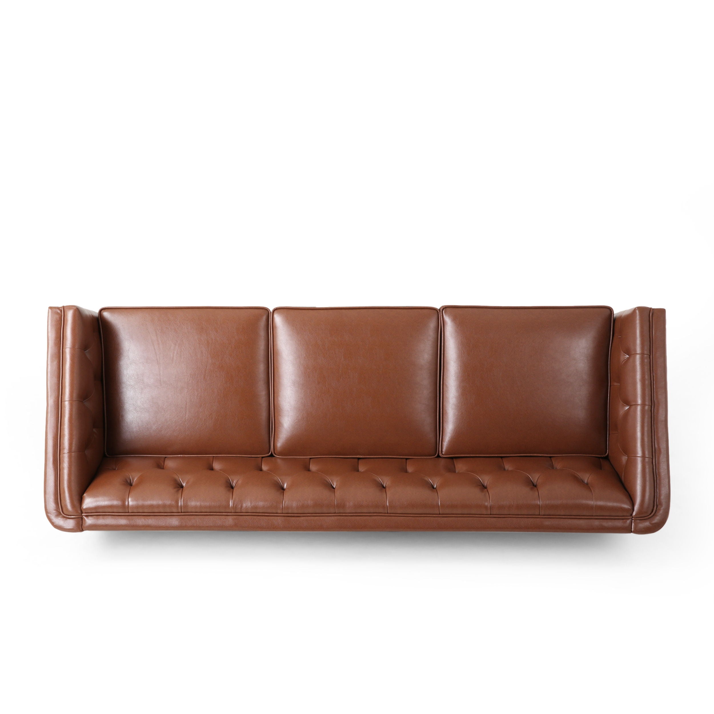 PU Sofa, Tufted Back, Solid Wood Legs, Living Room And Study