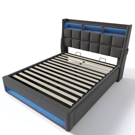 Upholstered Platform Bed With A Hydraulic Storage System, LED And USB Charging (Without Mattress) - view 34