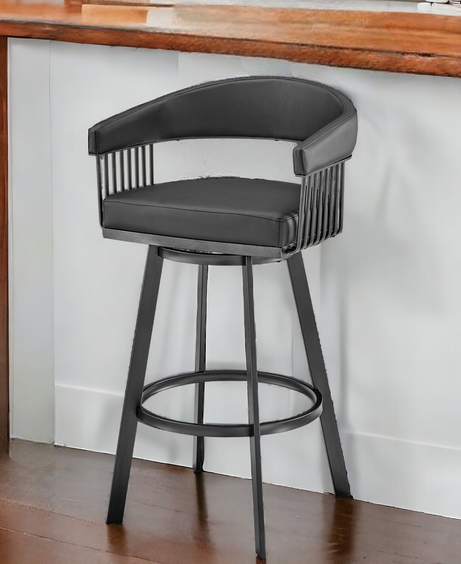 34" Swivel Low Back Counter Height Bar Chair - Black