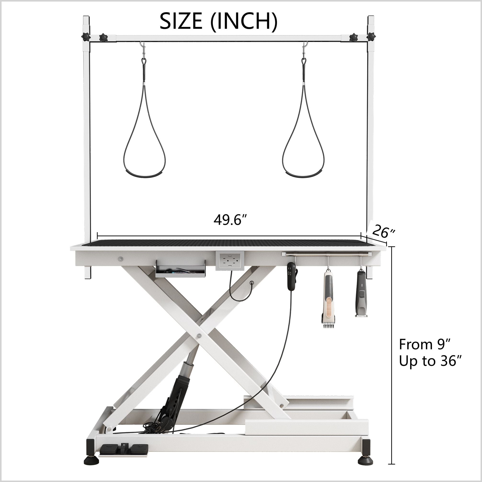 Super Deluxe Electric Pet Grooming Table, 110V / 220V Professional Groomer Recommend Adjustable Height