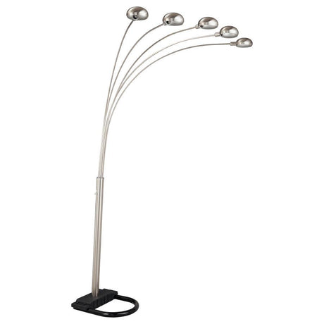 Kayd - Arc 5-light Dome Shade Metal Floor Lamp Pearl Silver by CoasterEssence | Bel Furniture