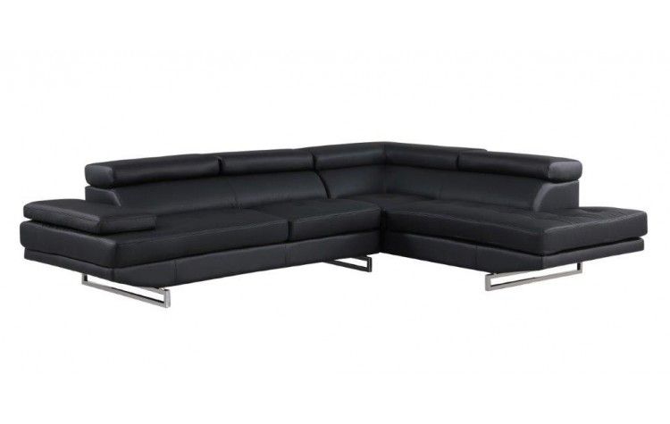 L Shaped Leather Two Piece Corner Sectional - Black