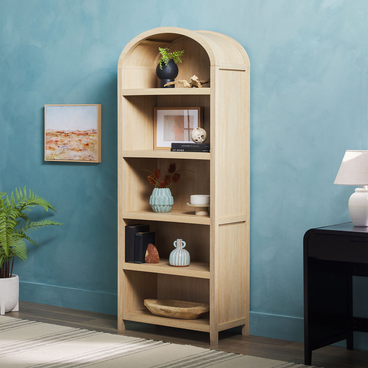 Modern 5 Shelf Open Arched Bookshelf by Walker Edison | Bel Furniture