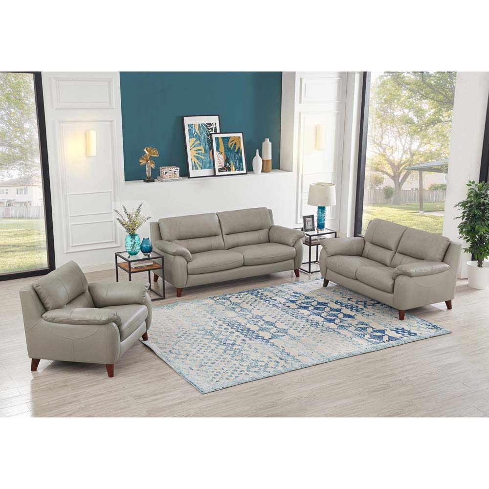 Lara - Leather Loveseat - Stone Gray