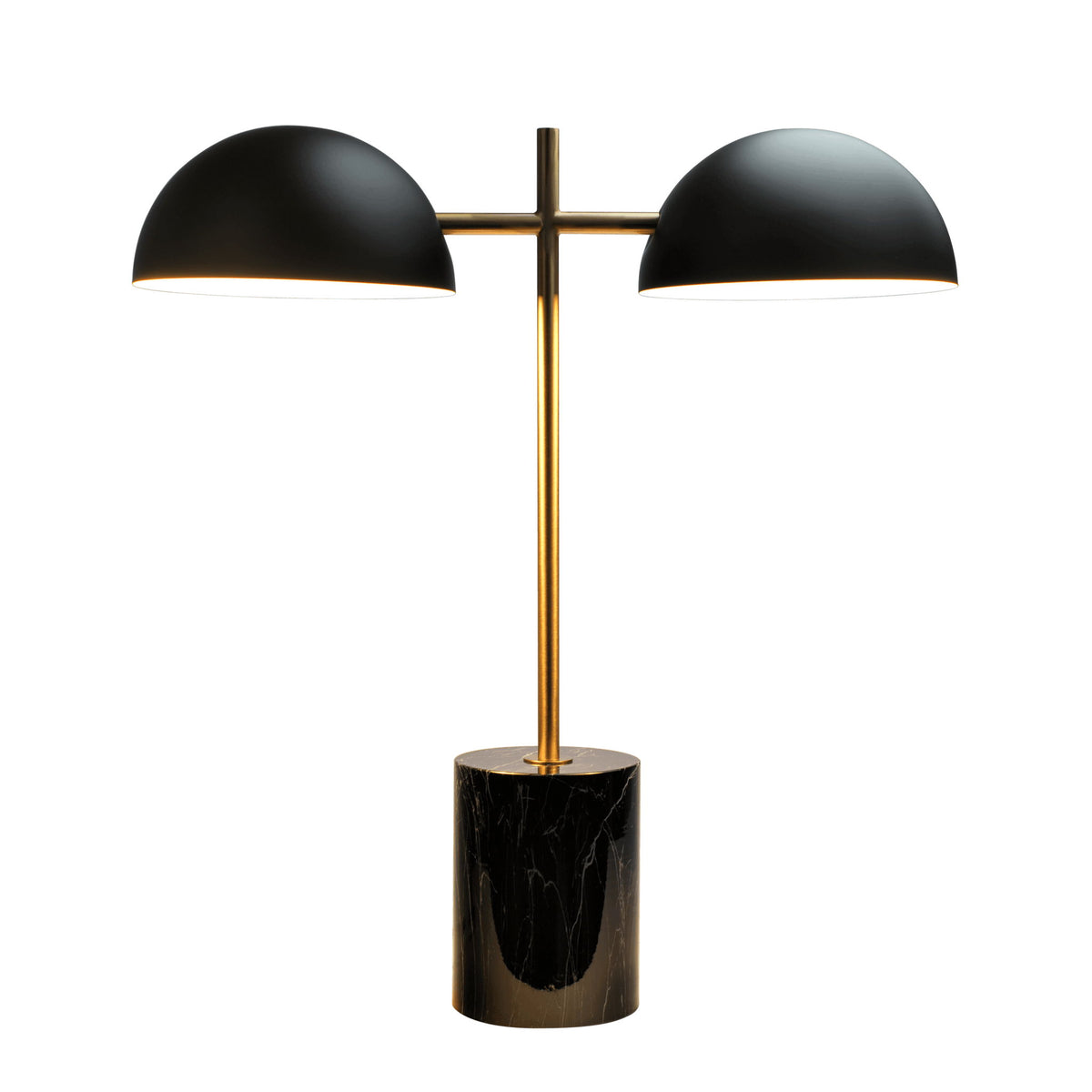 Nova Hydro Table Lamp With On and Off Switch Double Lamp Black and Gold and Marble