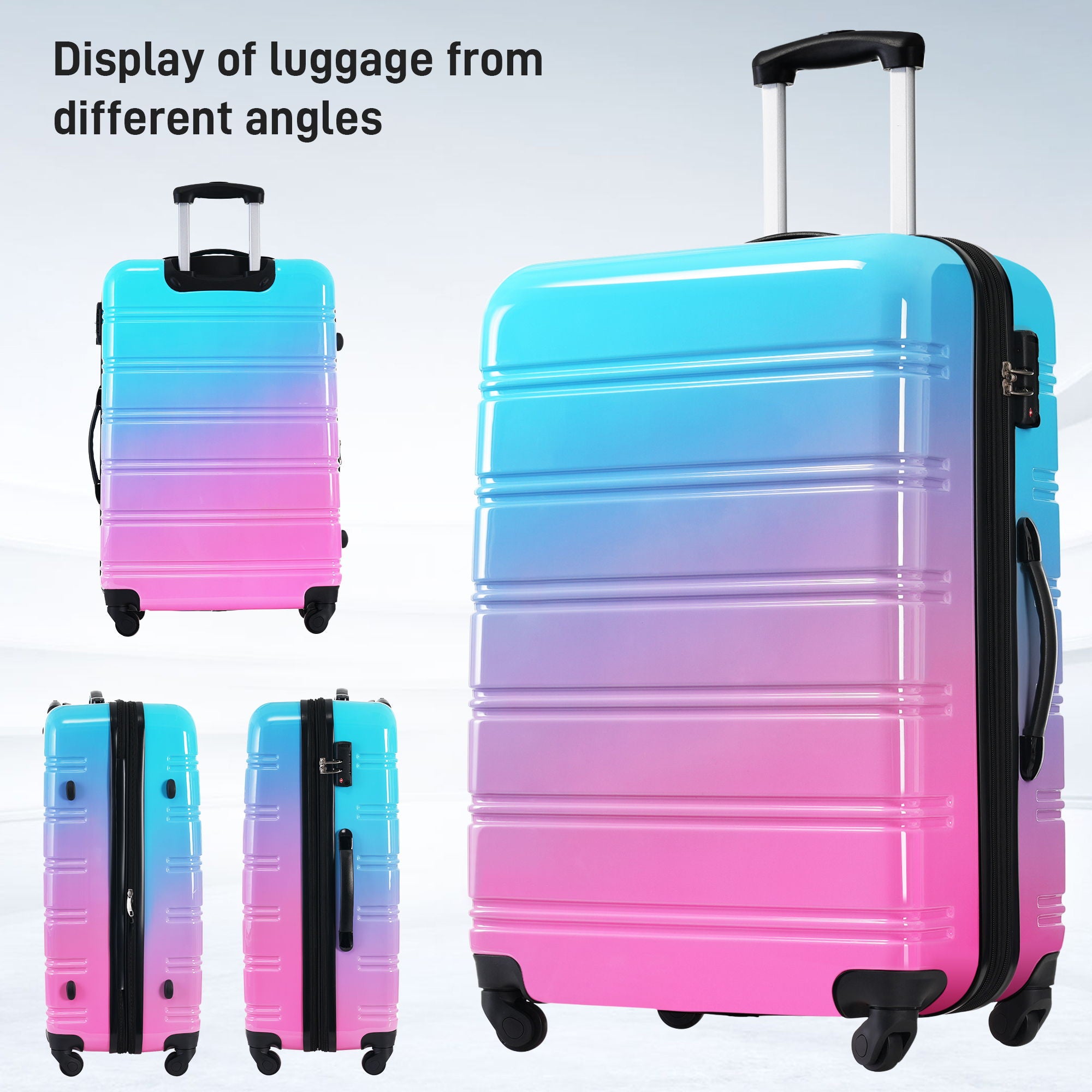 Hardshell Luggage Sets 3 Piece Gradient Color Expandable Suitcase With Spinner Wheels And Tsa Lock Lightweight 20" 24" 28" Available