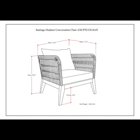 Santiago - Outdoor Conversation Chair - Slate Gray - view 5