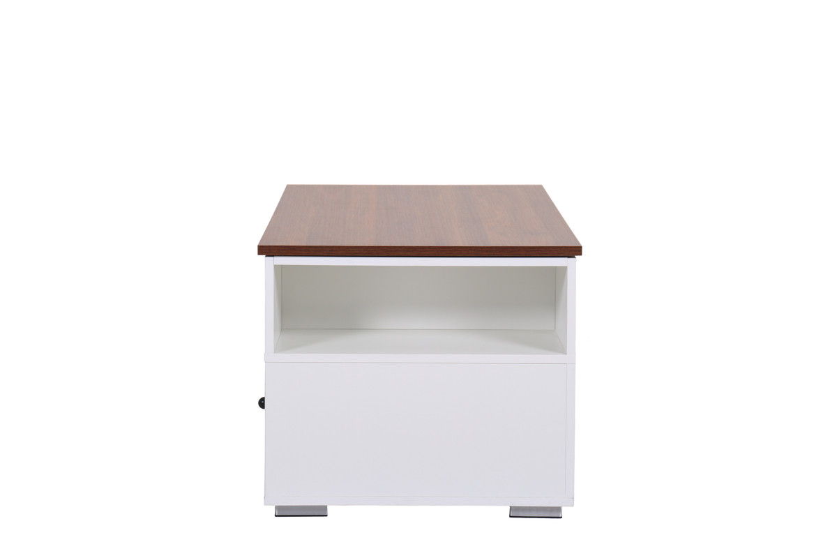 Luna - Coffee Table With Walnut Finish Lift Top, 2 Drawers, And 2 Shelves - White And Brown by Lilola Home | Bel Furniture