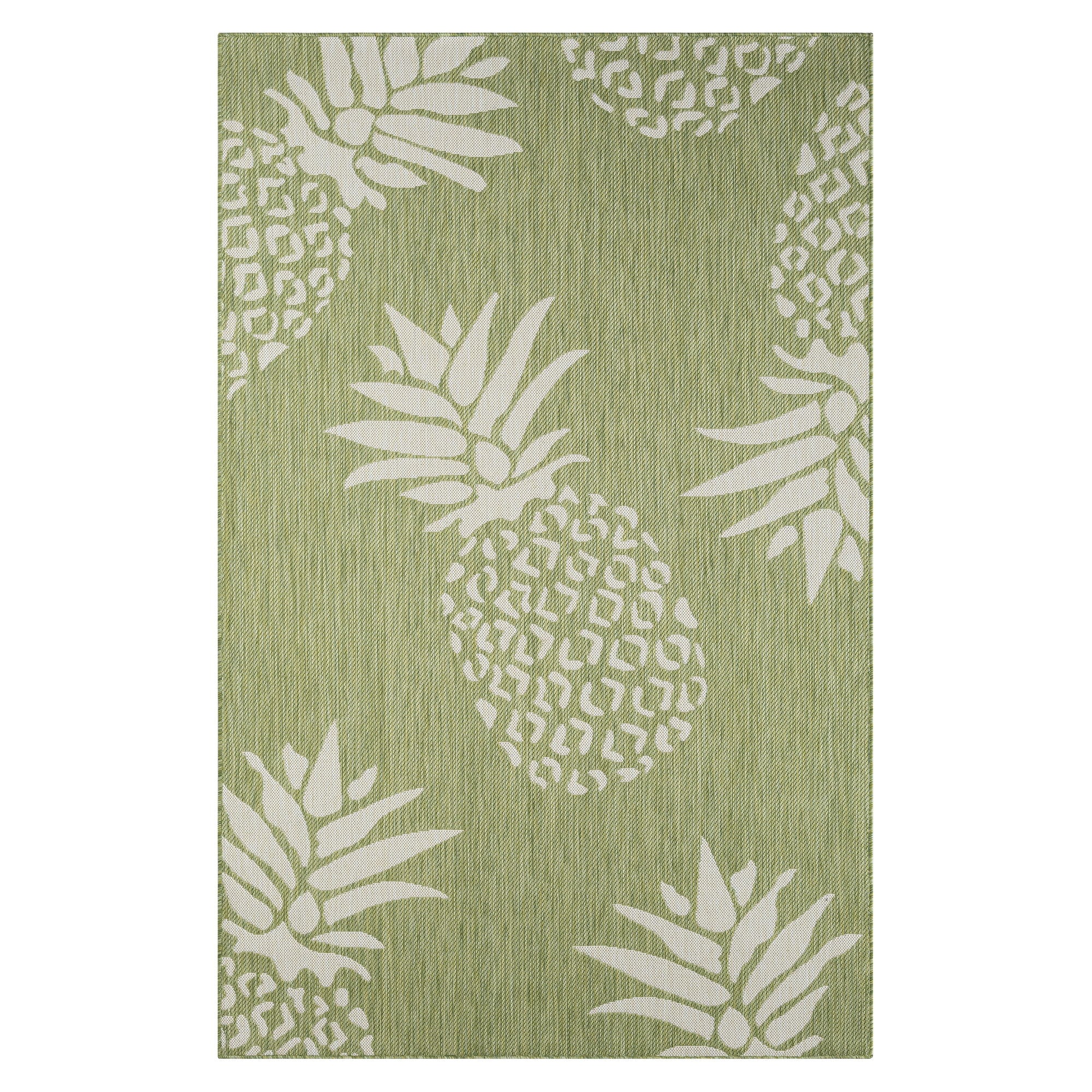 5' X 7' Floral Indoor / Outdoor Area Rug - Green