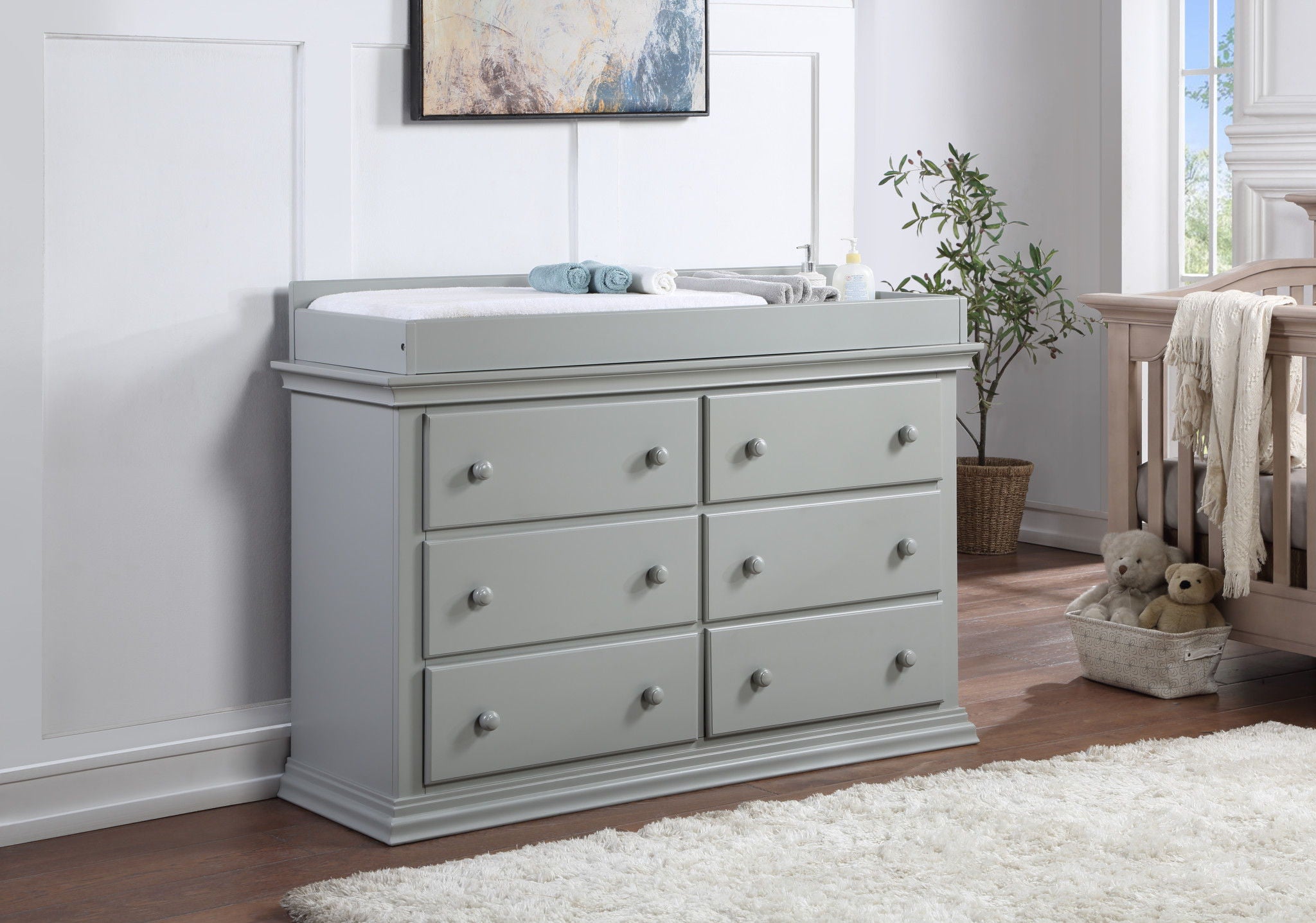 Solid And Manufactured Wood Six Drawer Double Dresser - Gray