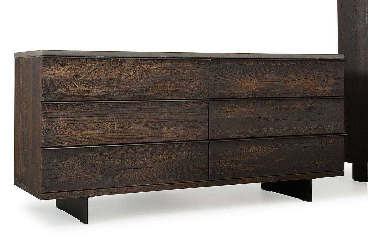 Wood And Metal Dresser - Dark Aged Oak