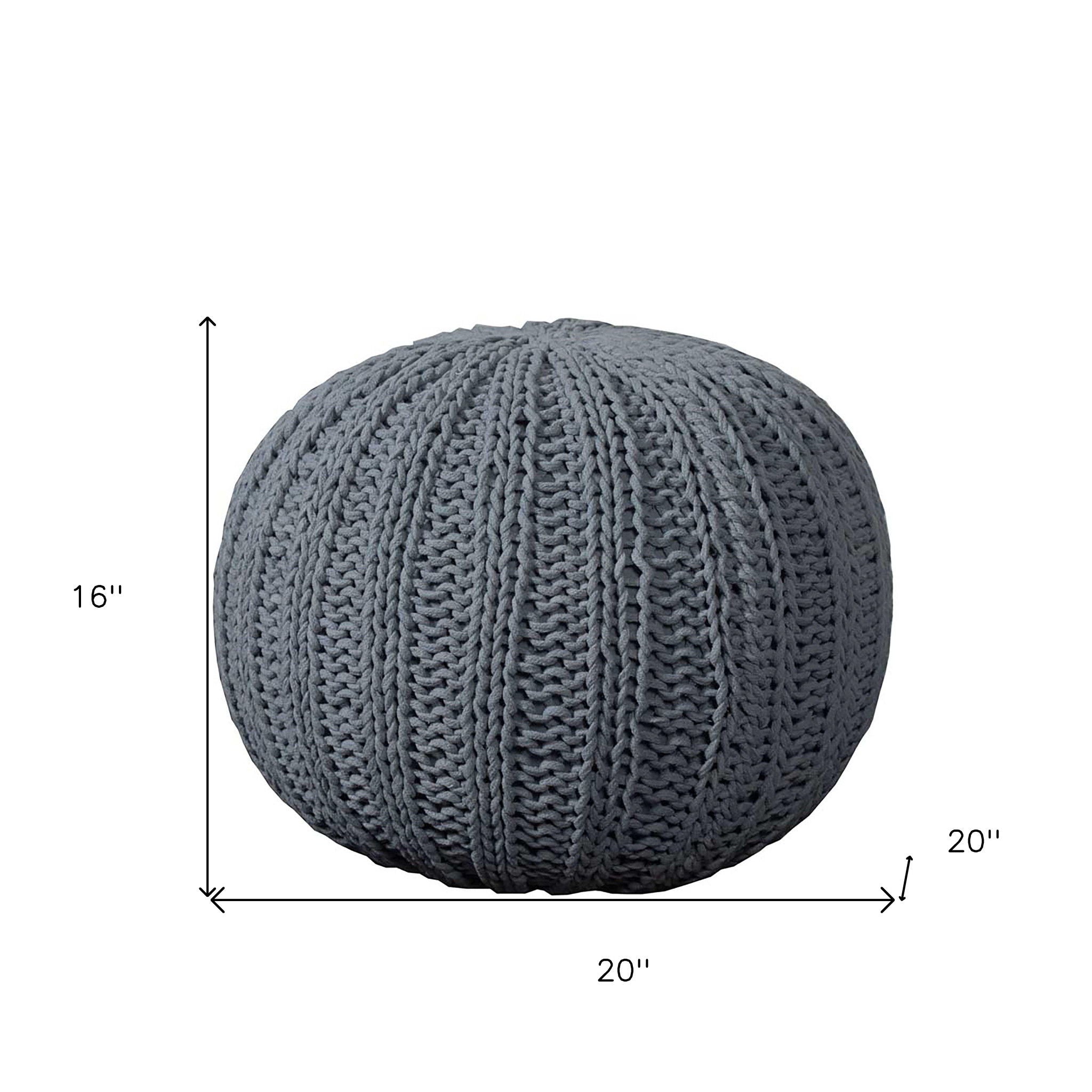 Cotton Round Ottoman - Gray