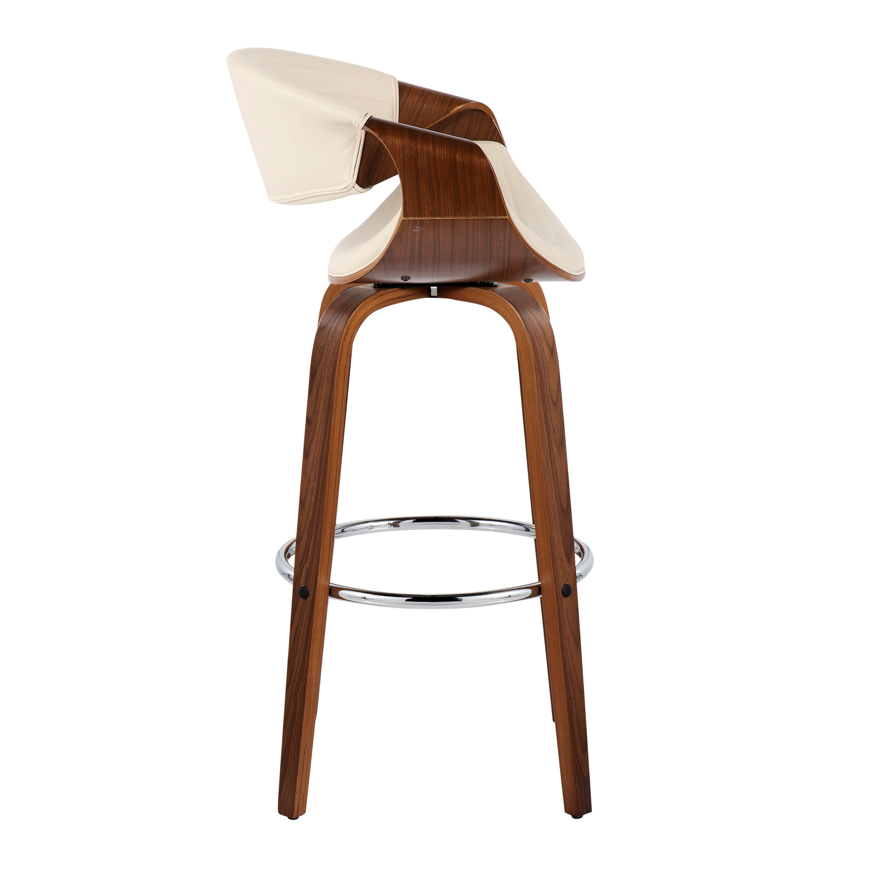 Symphony - Mid Century Modern Fixed Height Barstool With Swivel With Round Footrest (Set of 2)