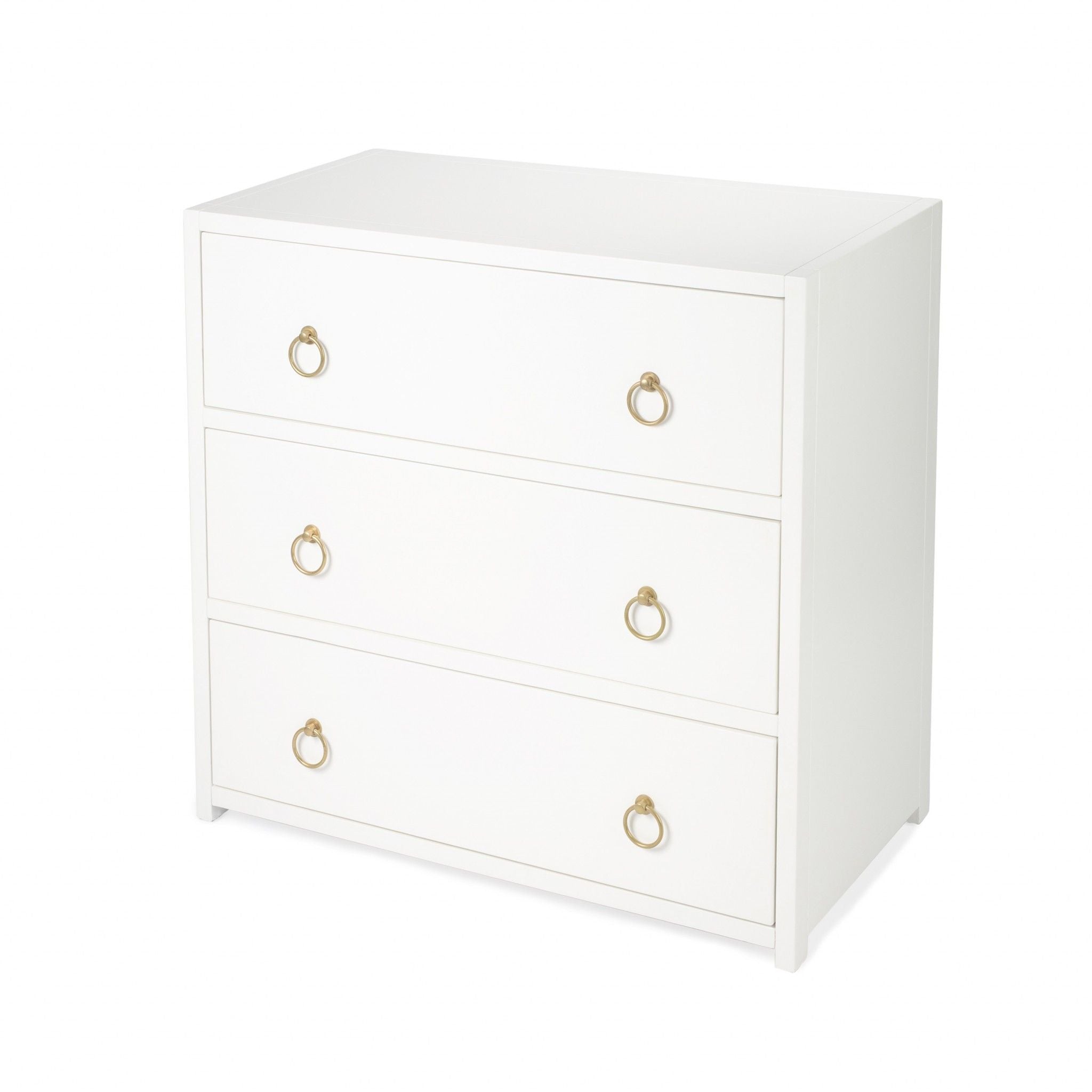 Three Drawer Dresser - White / Gold