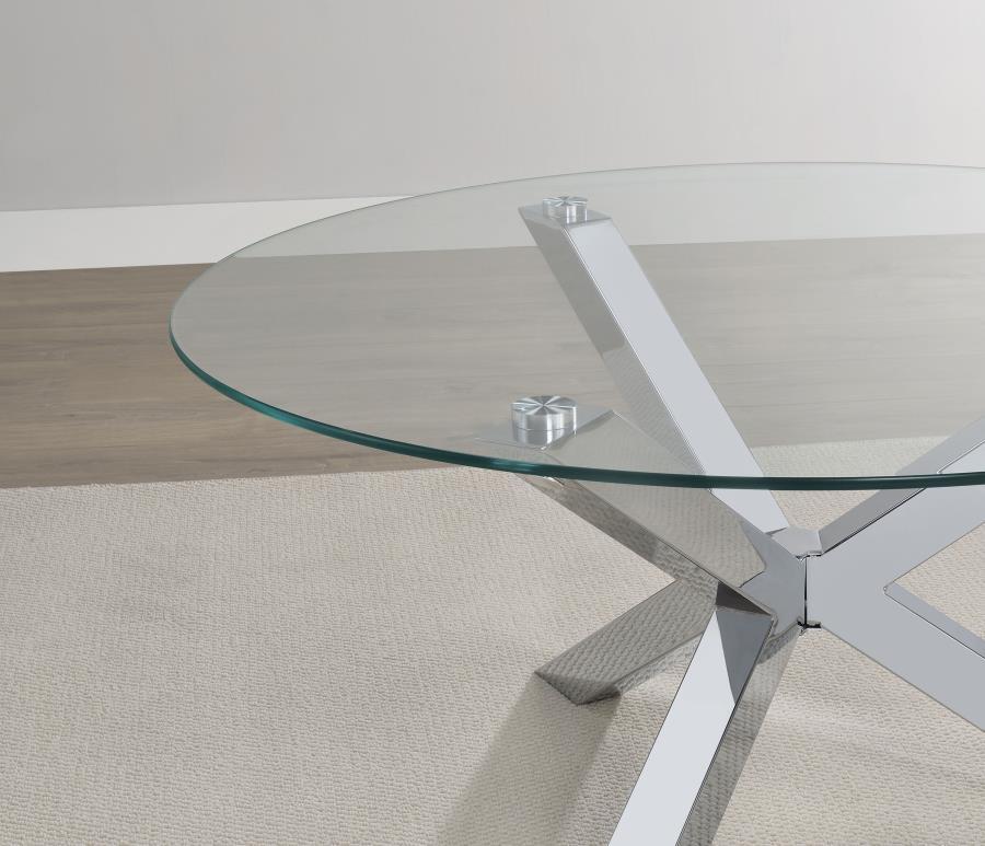 Kenzie - Round Tempered Glass Top Table by Coaster Fine Furniture | Bel Furniture