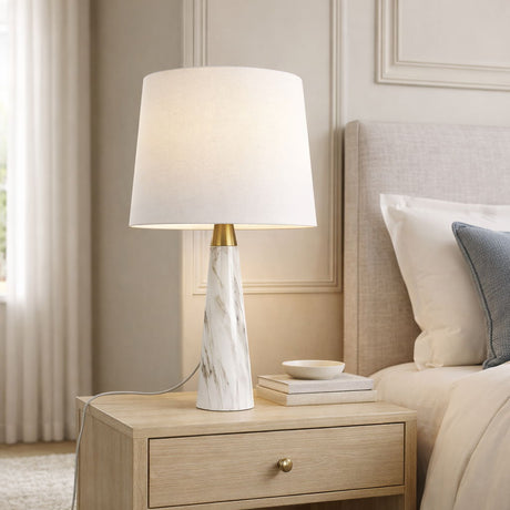Enclave - Hydro Table Lamp With On / Off Switch Base Shade - Gold / White / White Marble - view 3