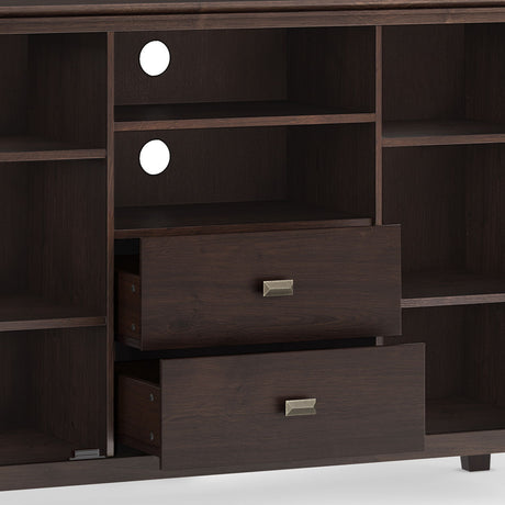 Artisan - Tall TV Media Stand - Dark Chestnut Brown by Simpli-Home | Bel Furniture
