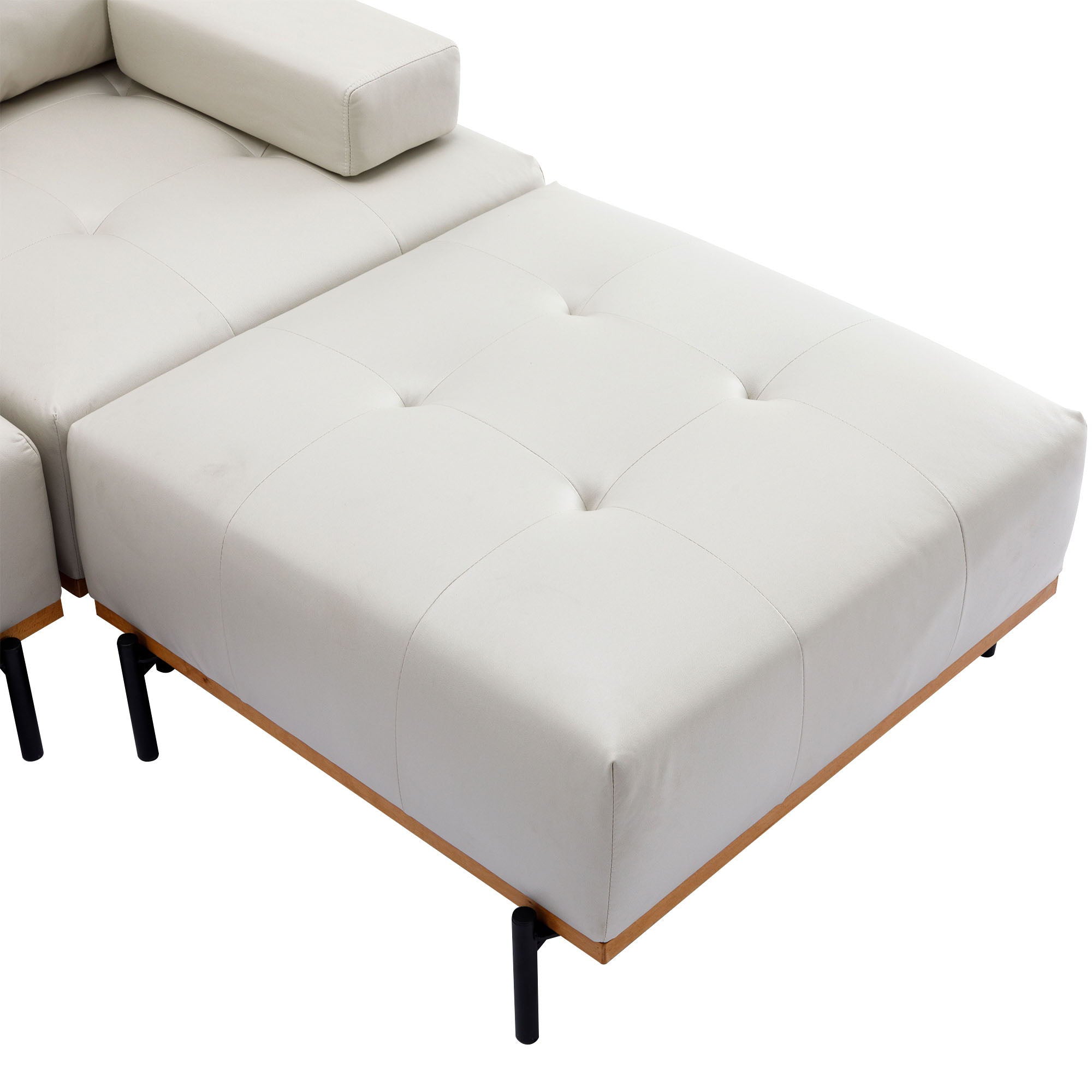 L-Shape Sectional Sofa 3 Seater Couches With A Removable Ottoman, Comfortable For Living Room