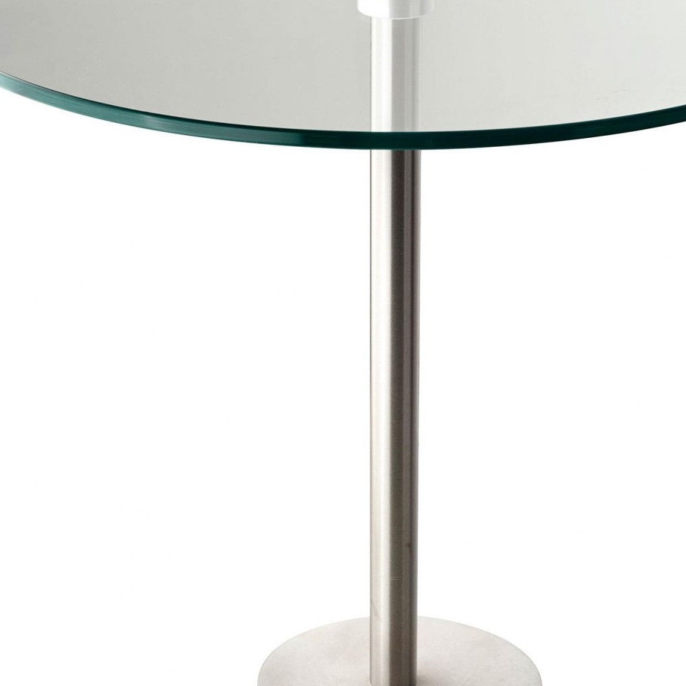 Glass Round End Table - Silver / Clear