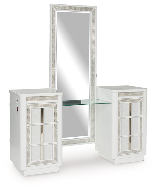Chalanna - White - Vanity With Mirror by Signature Design by Ashley® | Bel Furniture