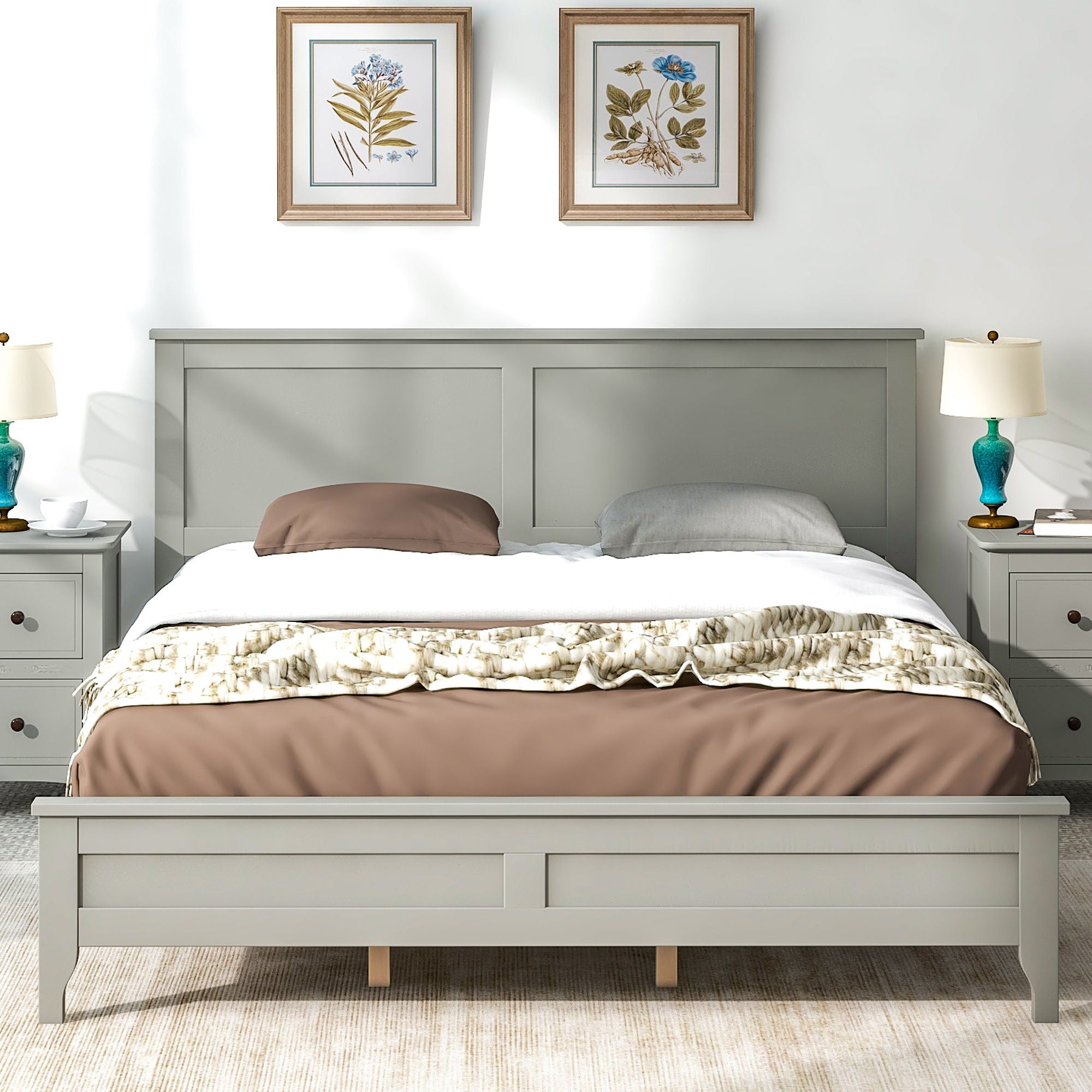 Modern Solid Wood Platform Bed