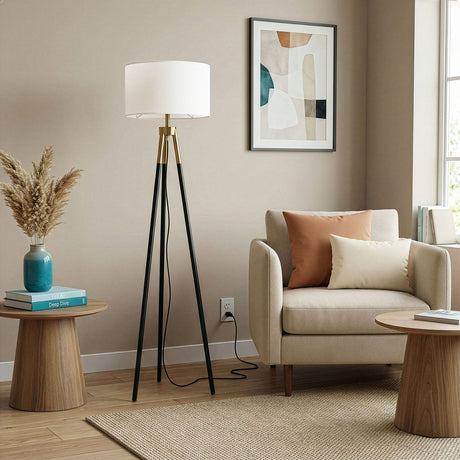 Sway - Floor Lamp With On / Off Switch Triple Legs Shade - Black / Gold / White - view 6
